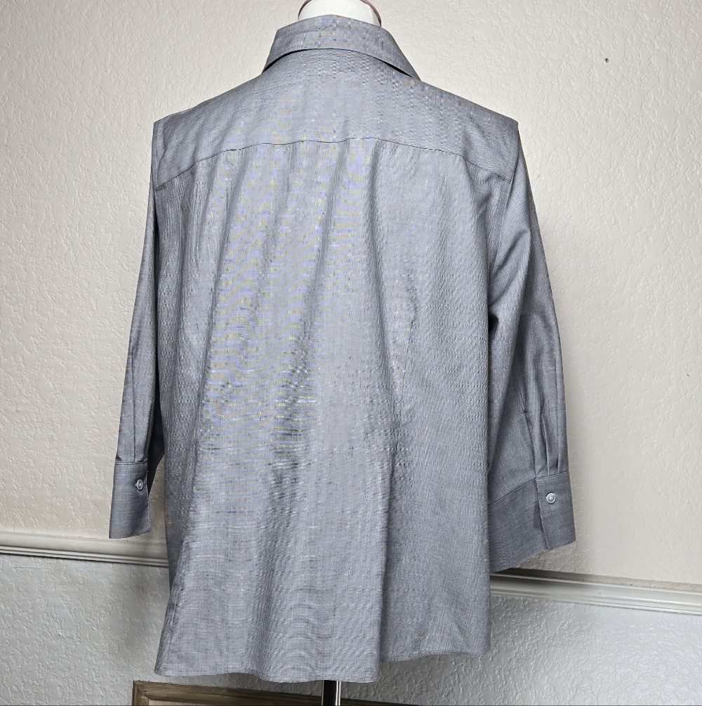 Talbots Wrinkle Resistant Light Gray Button Down … - image 2